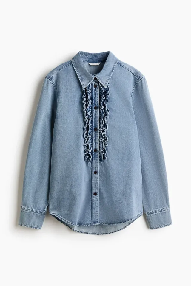 Frill Trim Denim Shirt