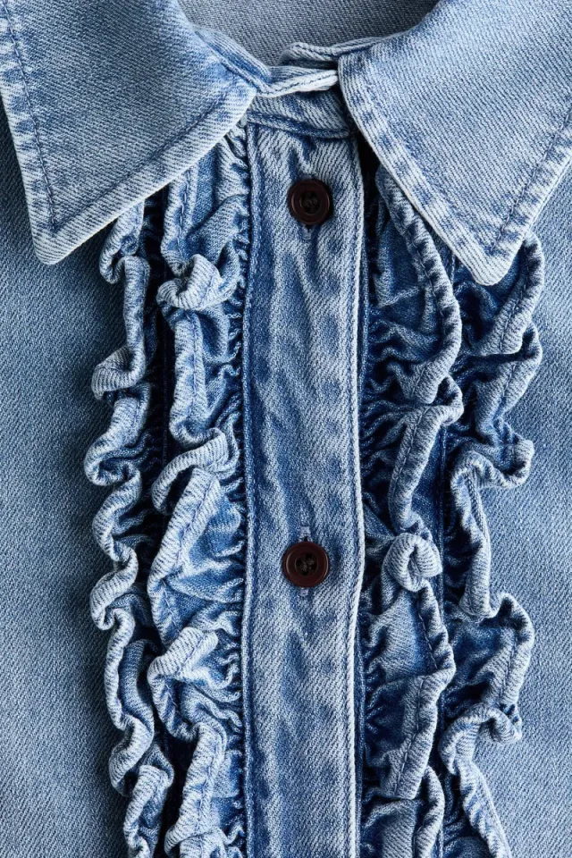 Frill Trim Denim Shirt – image 2