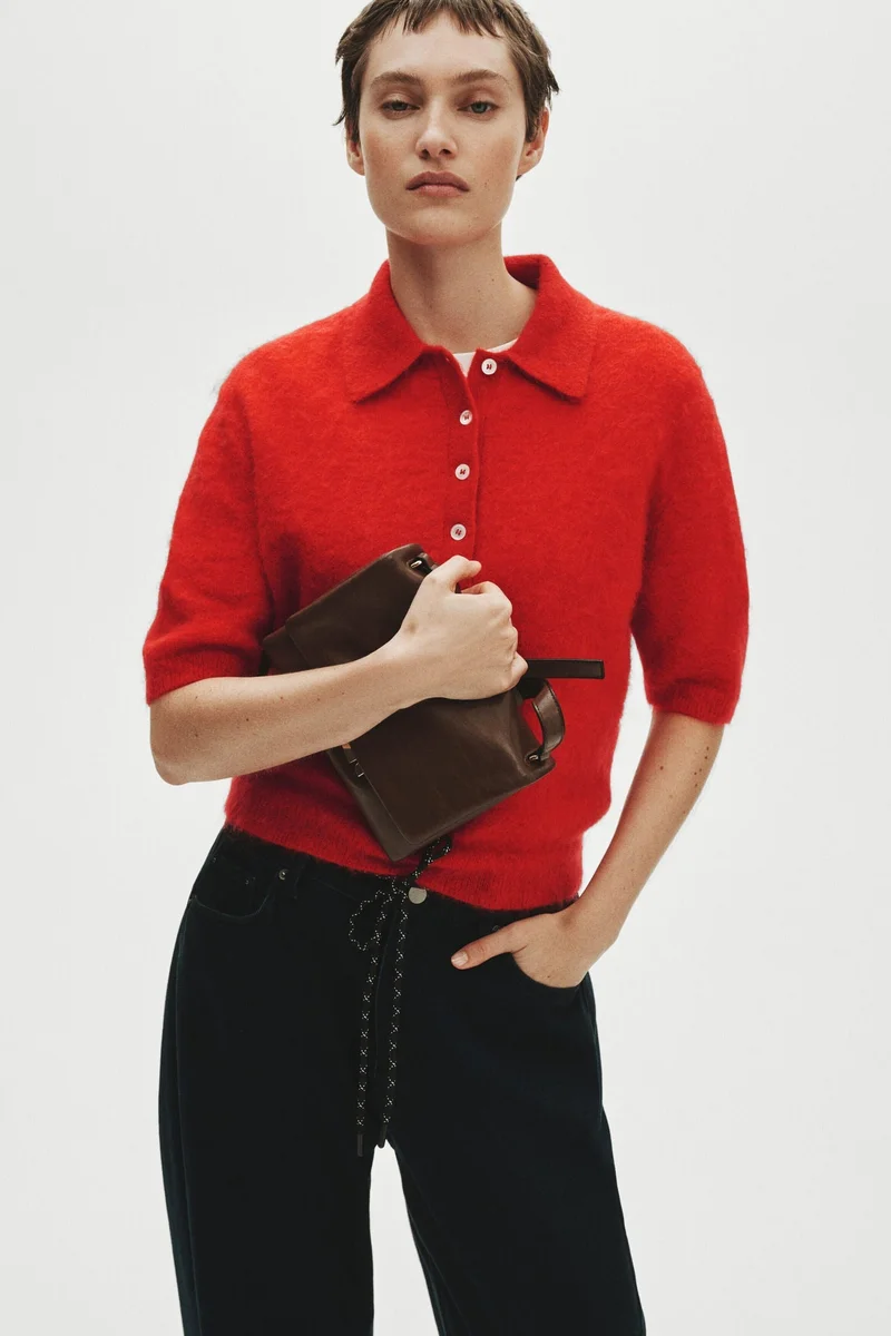 Mohair-Blend Polo Shirt