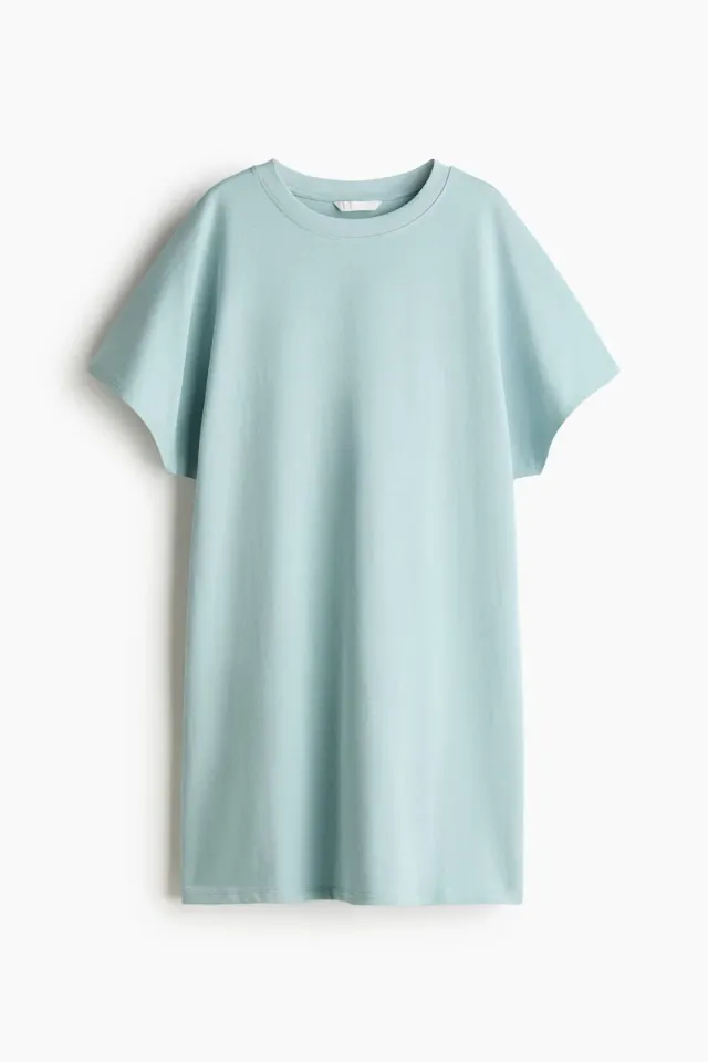 Light Blue Mini T-Shirt Dress - 95% BCI Cotton, Relaxed Fit – image 5
