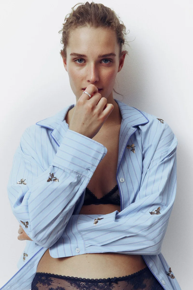 Embellished Cotton Pyjama Shirt