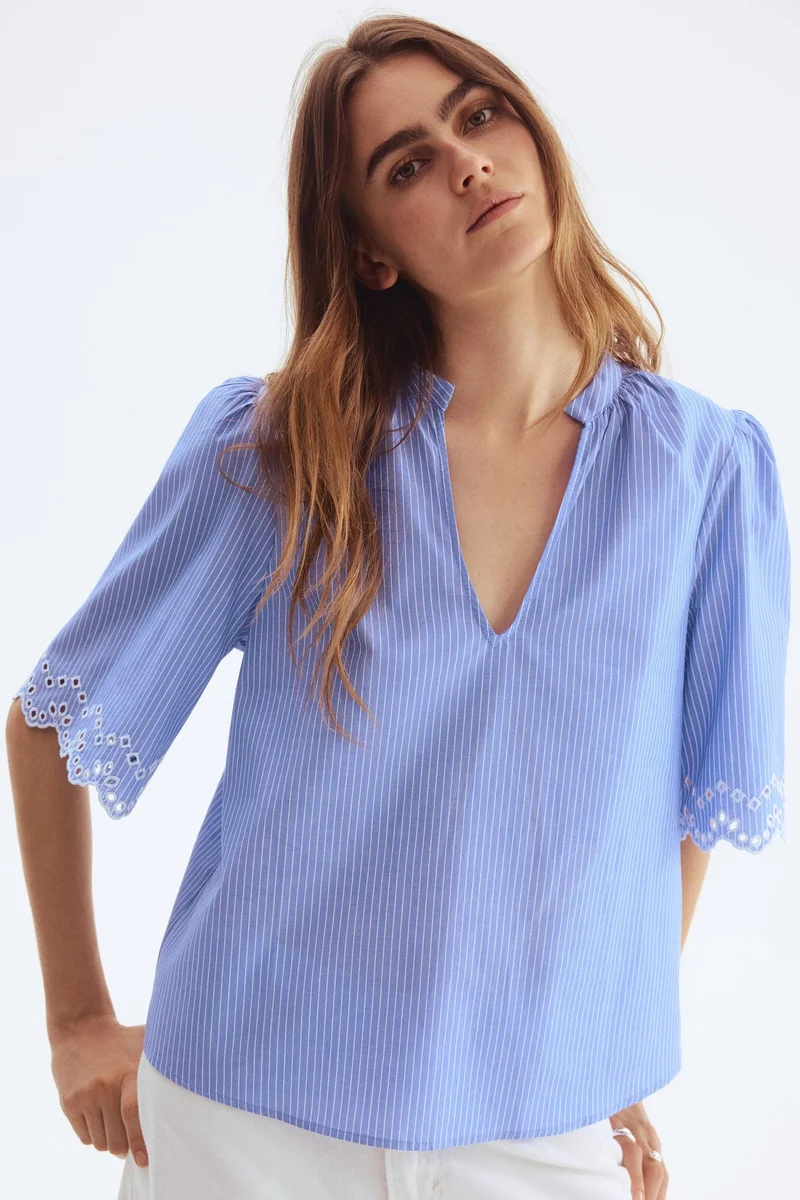 Broderie Anglaise Cotton Blouse
