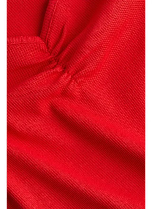 Women's Black Ribbed Boat Neck Top with Short Sleeves – image 4