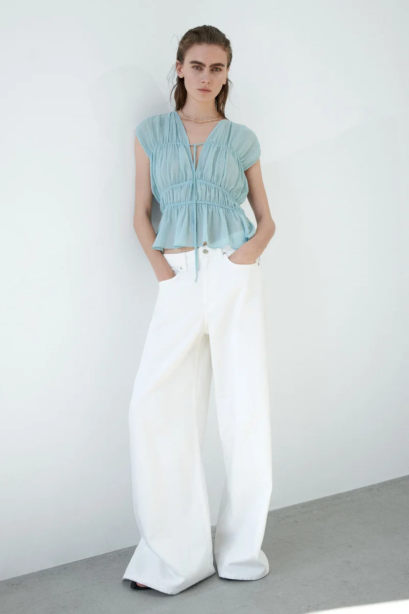Ruched Cotton Blouse