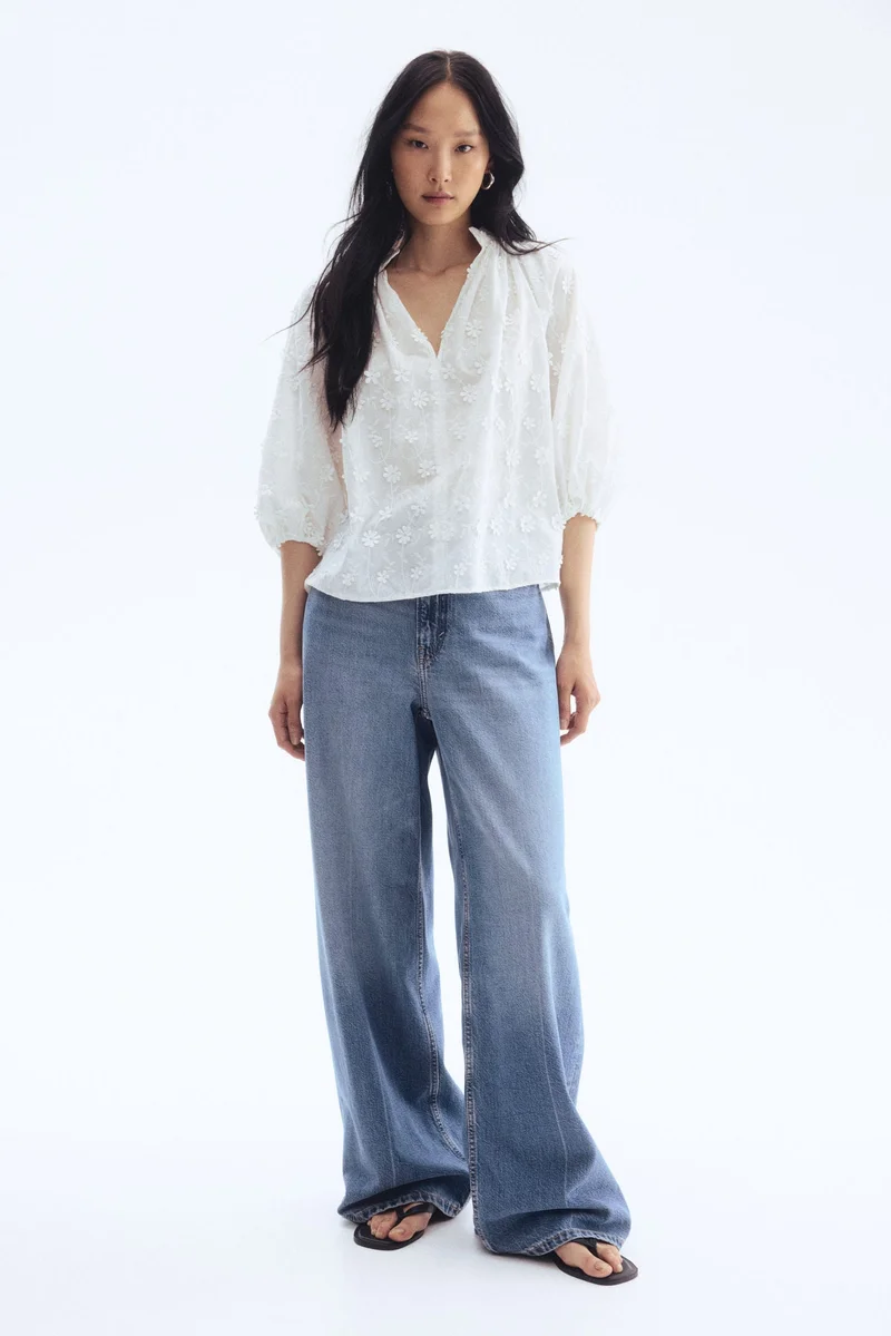Appliqued Cotton Blouse