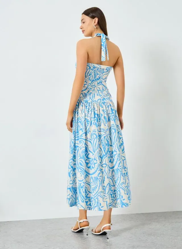 Floral Print Halter Midi Dress – image 4