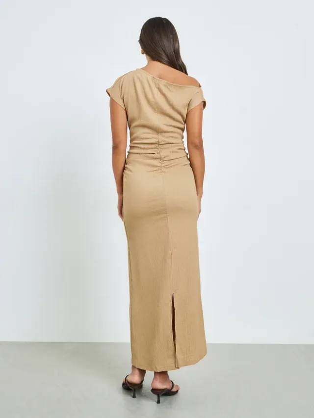 Gathered Waist Maxi Dress Beige – image 5