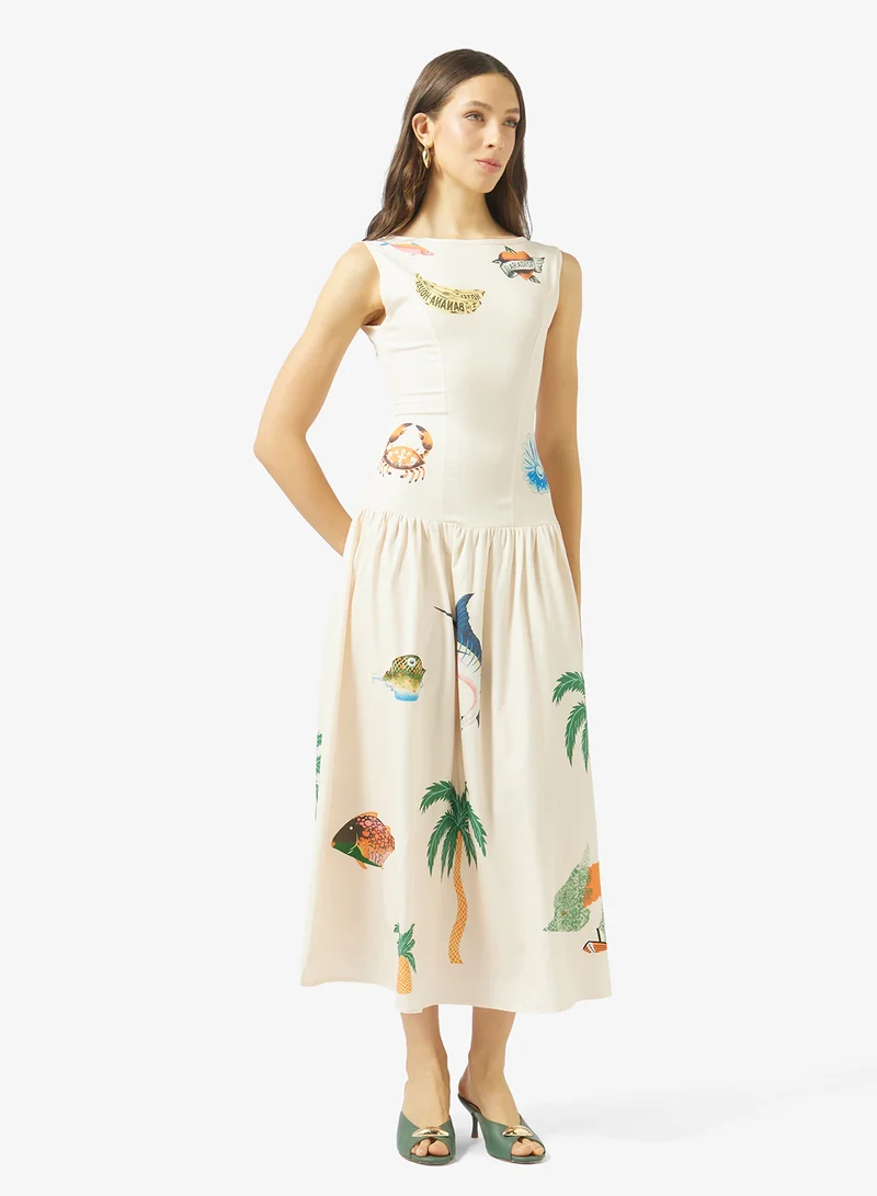 Printed Drop Waist Resort Dress