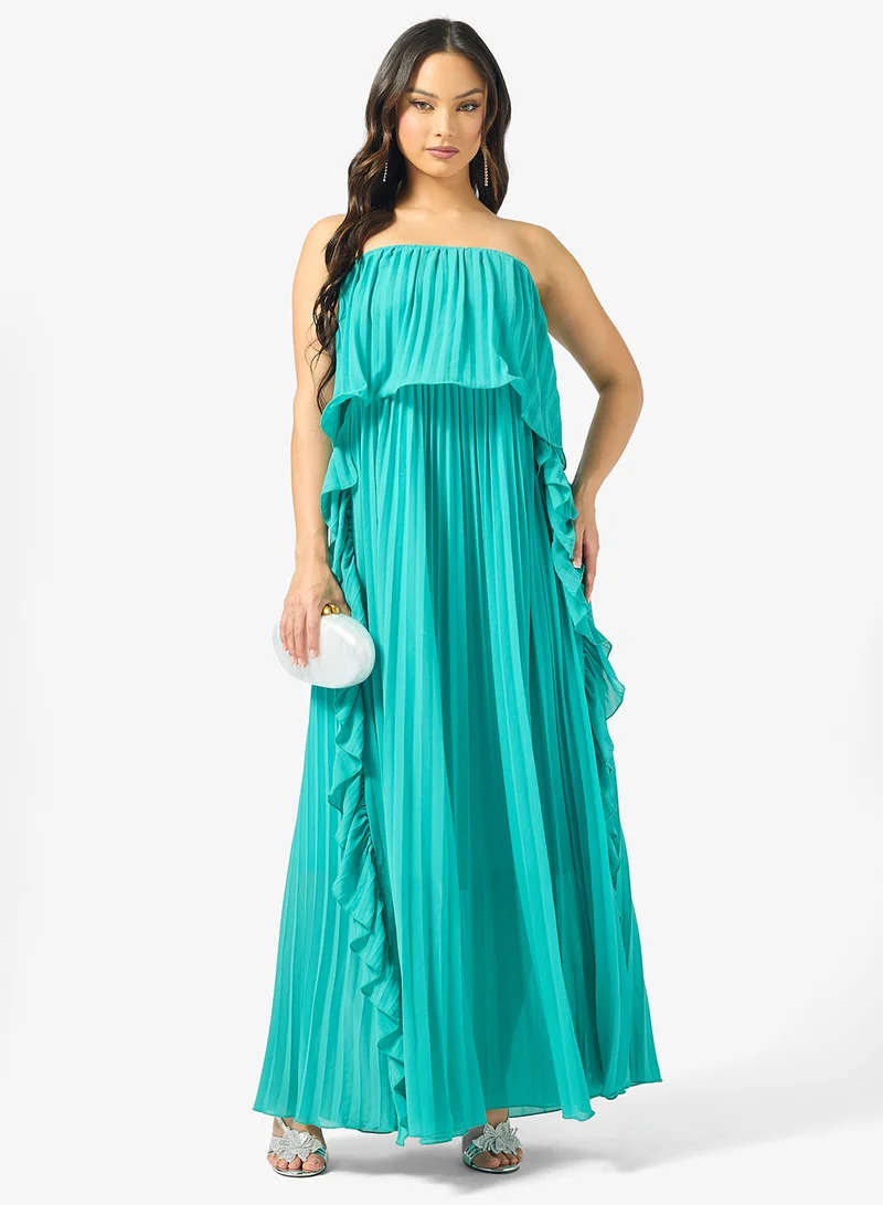 Bandeau Pleated A-Line Dress