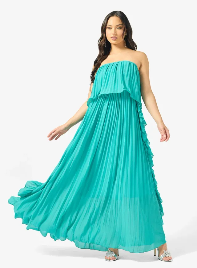 Teal Off-Shoulder Maxi A-Line Tiered Dress – image 4