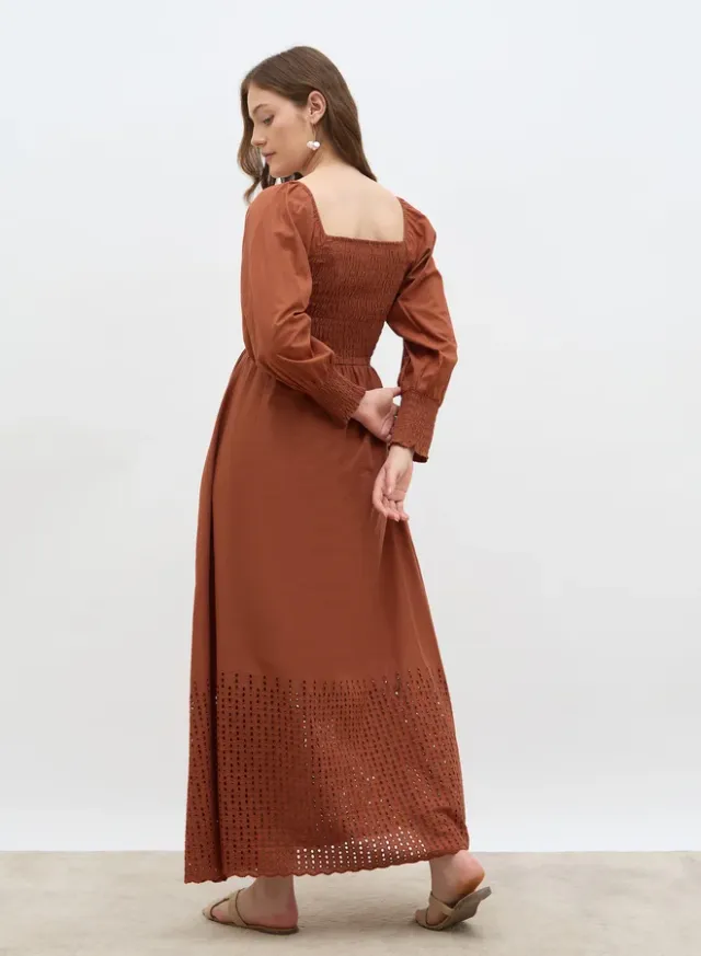 Embroidered Hem Maxi Dress Cream – image 5