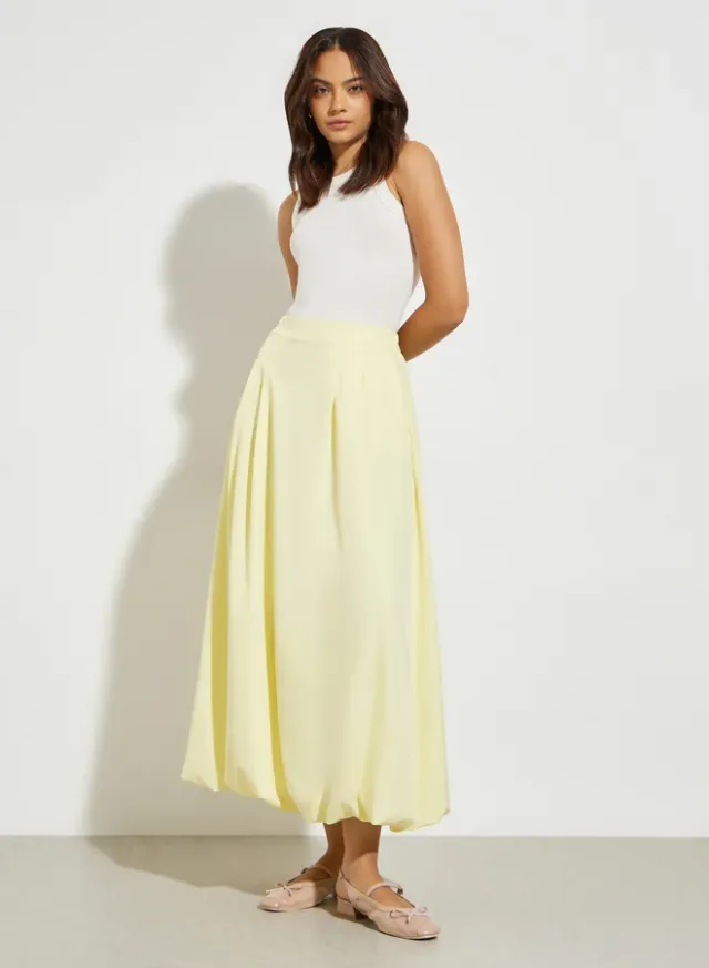 Balloon Fit Maxi Skirt, Yellow – image 3