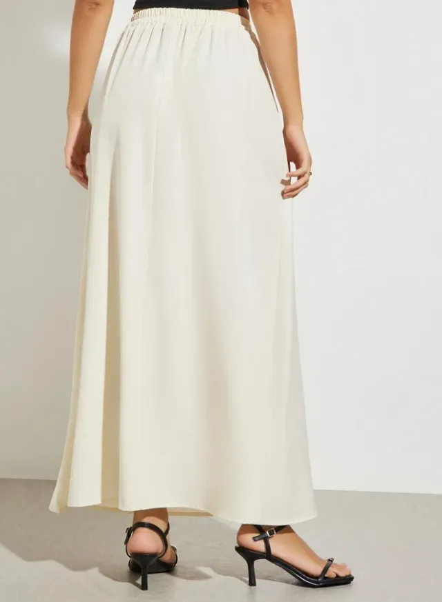 Floral A-Line Maxi Skirt Beige – image 4