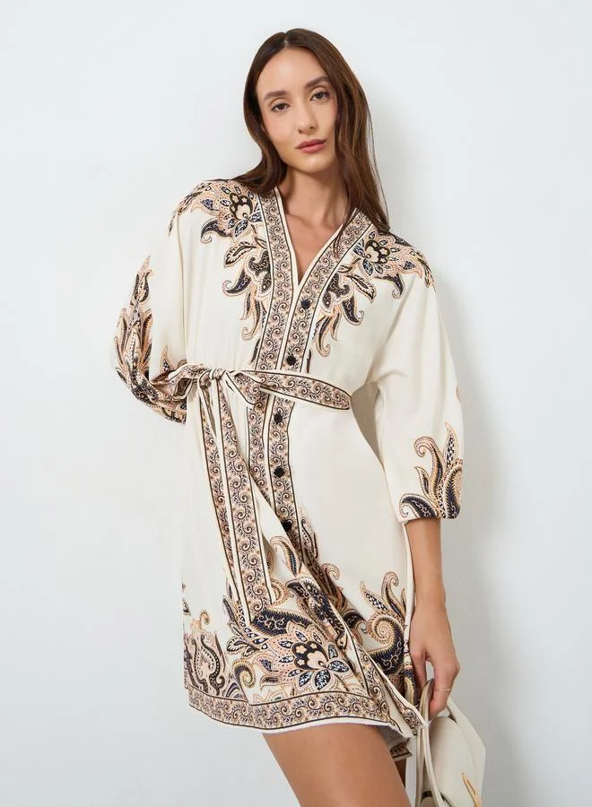 Women's Printed 3/4 Sleeve Mini Dress