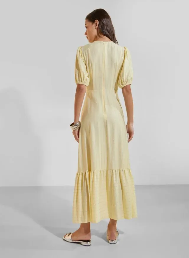 Embellished Puff Sleeves Maxi Dress Yellow – image 3