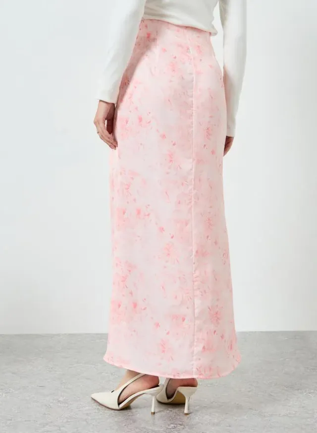 Floral A-Line Maxi Skirt Light Pink – image 3