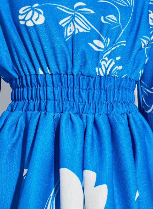 Floral V-Neck Maxi Dress Blue – image 4