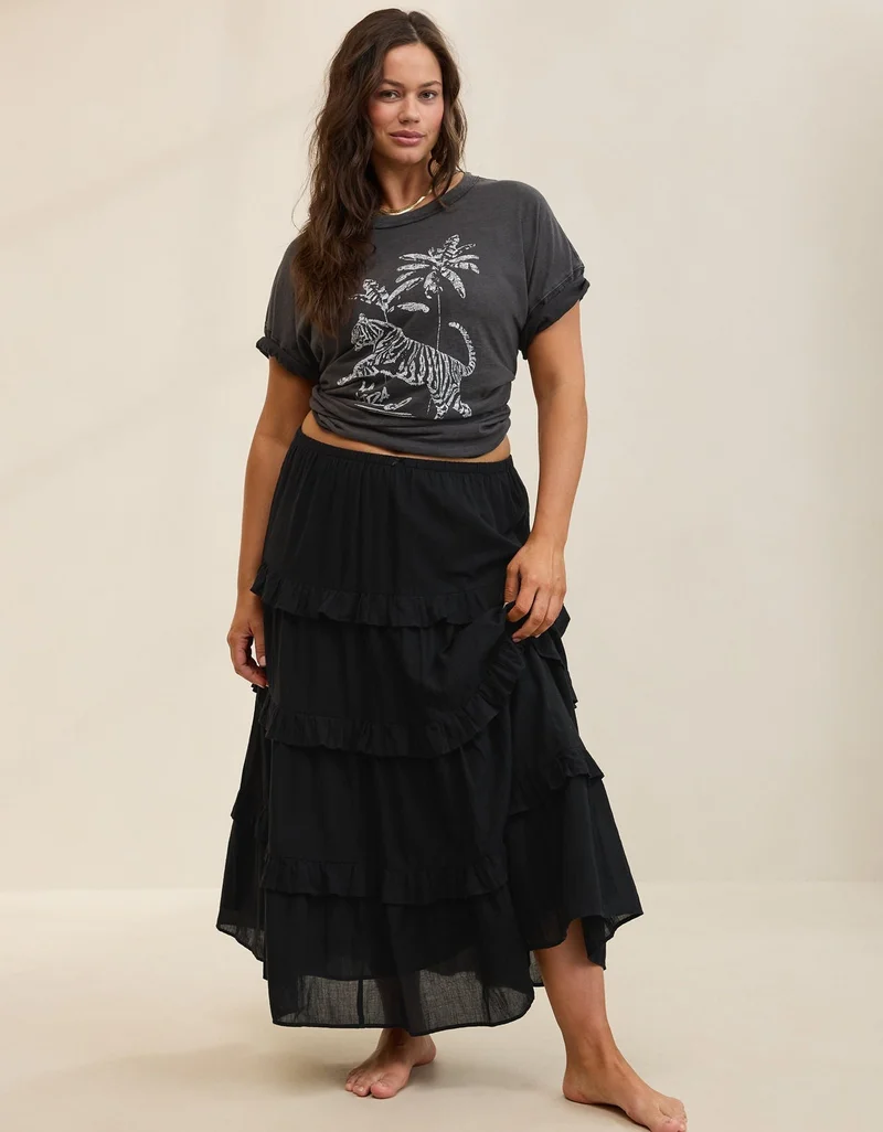 Aerie Tiered Ruffle Midaxi Skirt