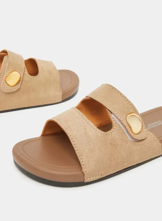 Suede Comfort Slide Sandals Tan – image 5