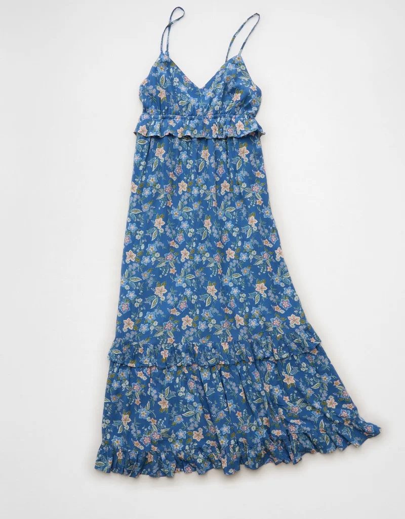 AE V-Neck Ruffle Midi Dress