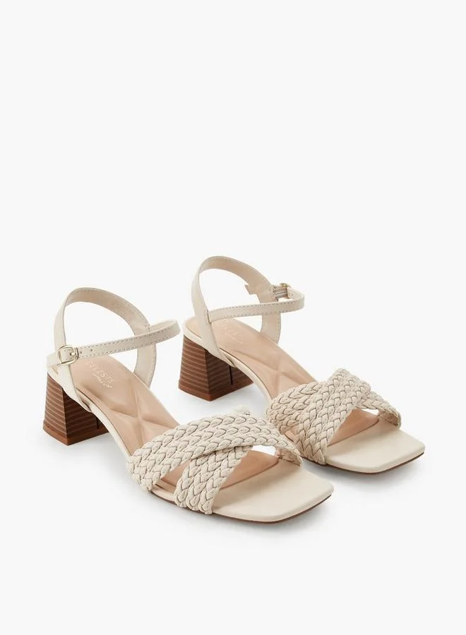 Women's Braided Cross Strap Block Heel Sandals