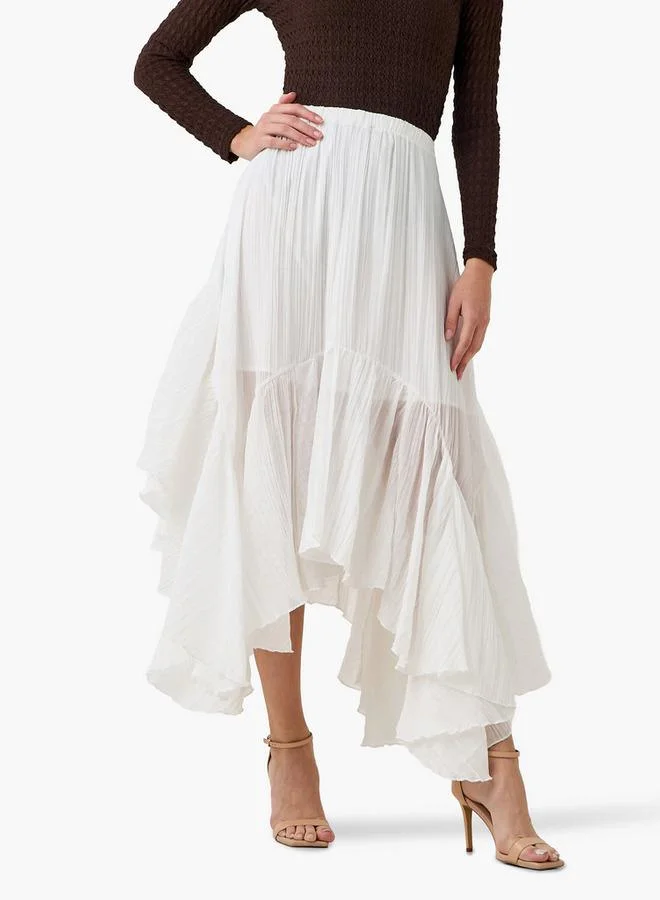 Asymmetrical Ruffle Midi Skirt