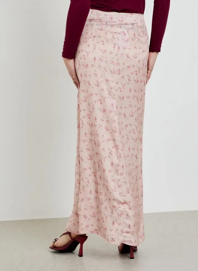 Floral Flared Hem Maxi Skirt Pink – image 4