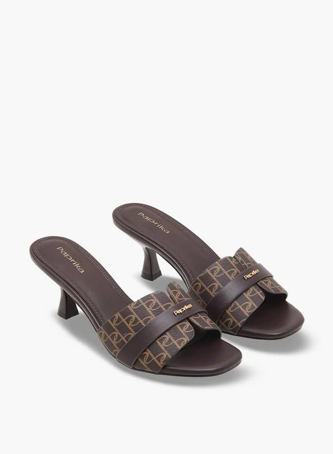 Women's Monogram Print Slip-On Sandals