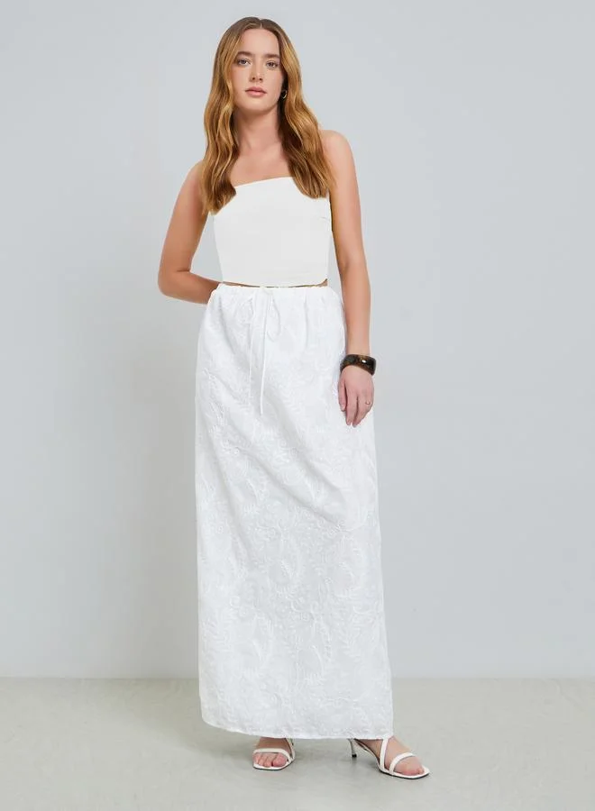 Women's Embroidered Drawstring Waist Skirt