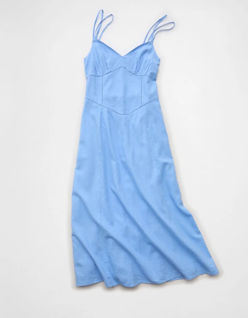 Hanky Hem Tie-Strap Midi Dress