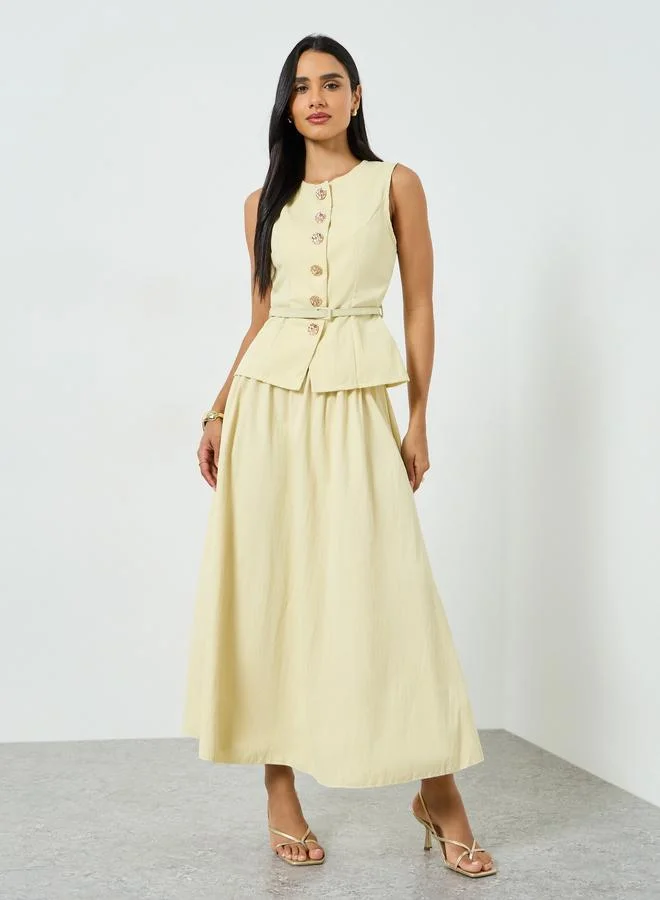 Sleeveless Top and Skirt Co-Ord Yellow