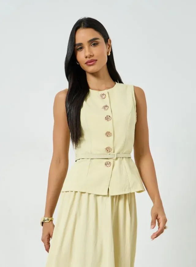 Sleeveless Top and Skirt Co-Ord Yellow – image 2