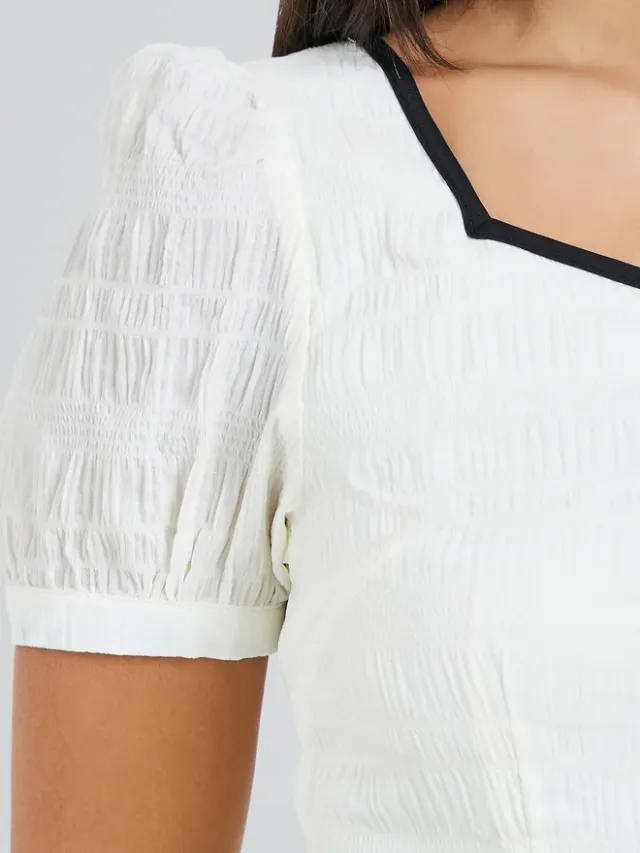 Textured Sweetheart Neck Maxi Dress Cream – image 4