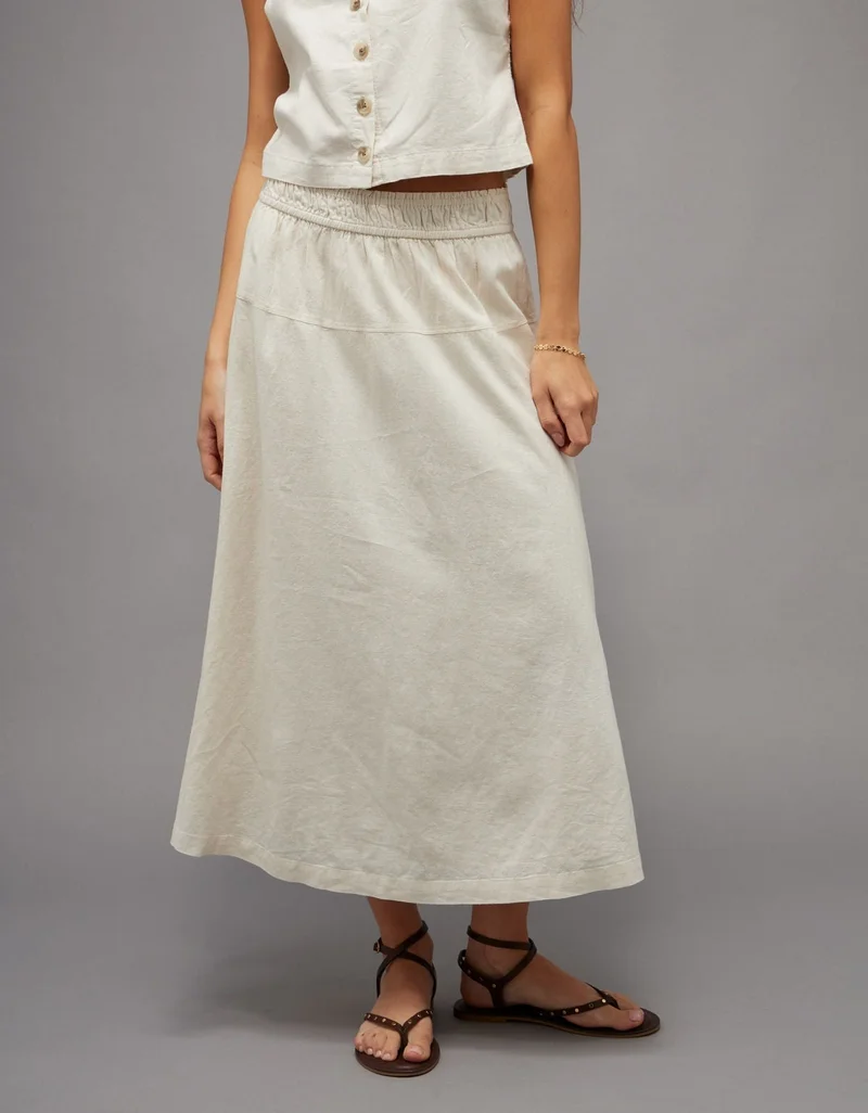 AE Linen-Blend Maxi Skirt