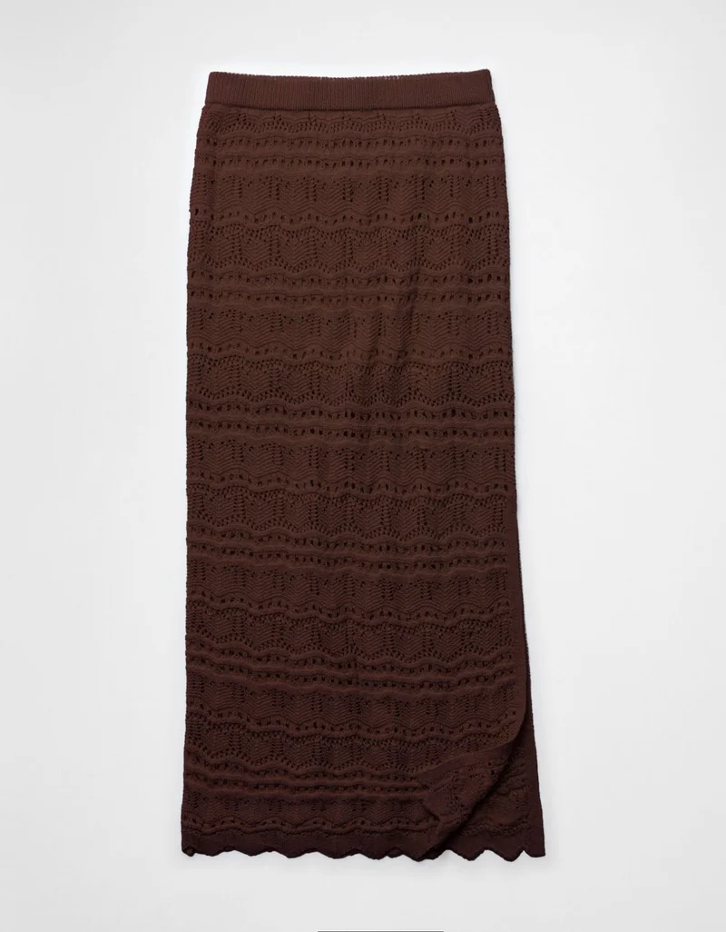 AE Sunchaser Mid-Rise Crochet Maxi Skirt