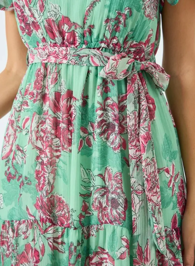 Floral Tiered Maxi Dress Green – image 3