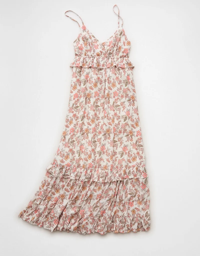V-Neck Ruffle Midi Dress