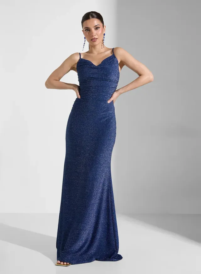 فستان ميدي بكشكش وقبة على شكل V – صورة 4