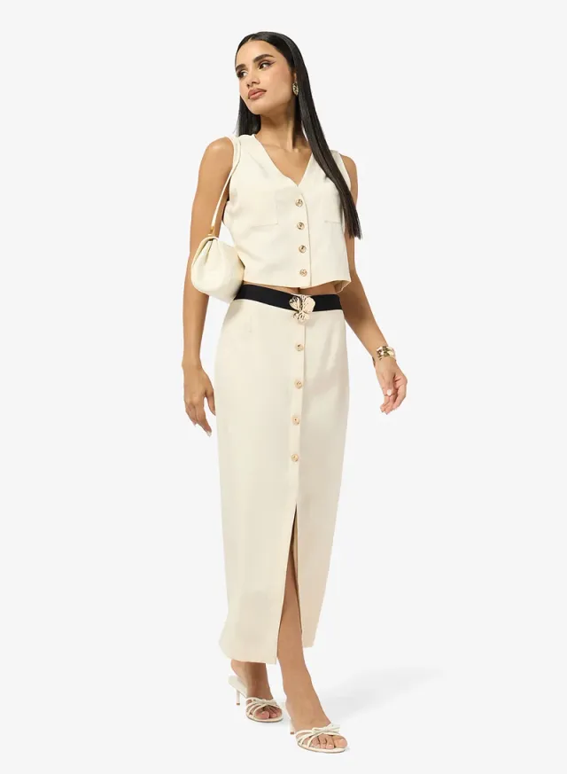 Button Up Vest & A-Line Skirt Coord Set – image 5