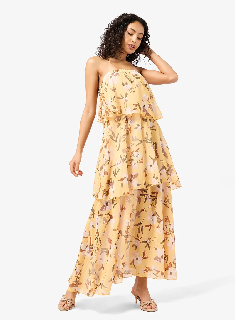 Ditsy Floral Bandeau A-Line Dress