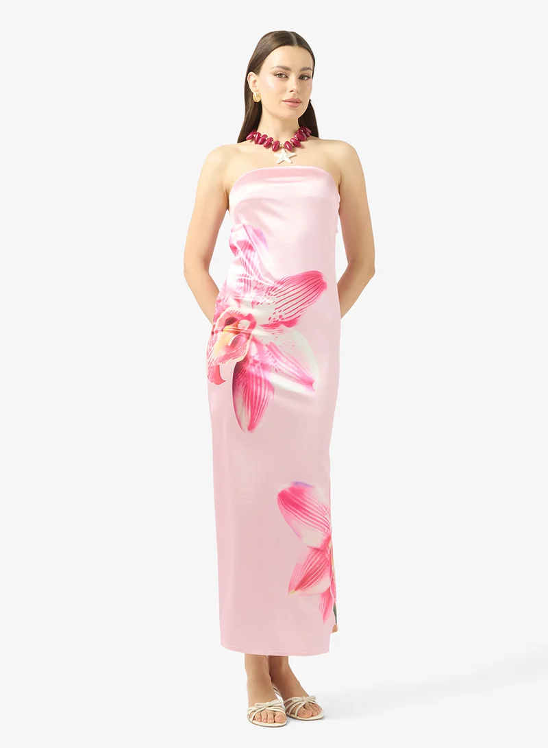 Floral Bandeau A-Line Dress
