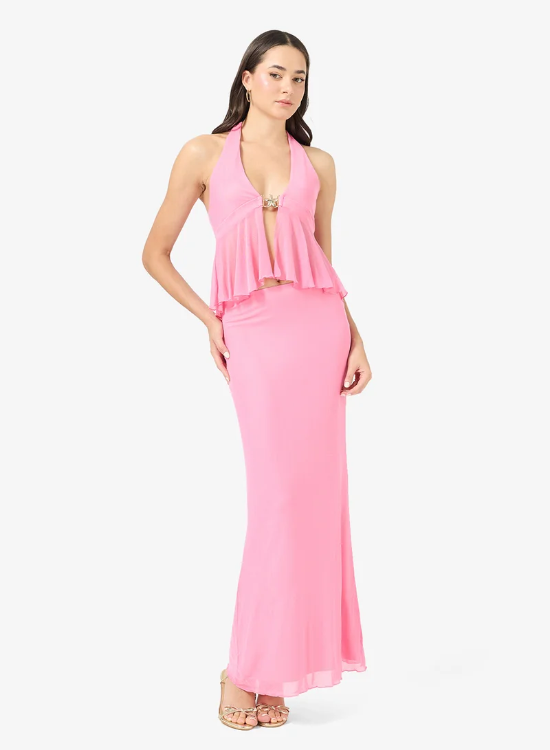 Halter Neck Top & Skirt Coord Set