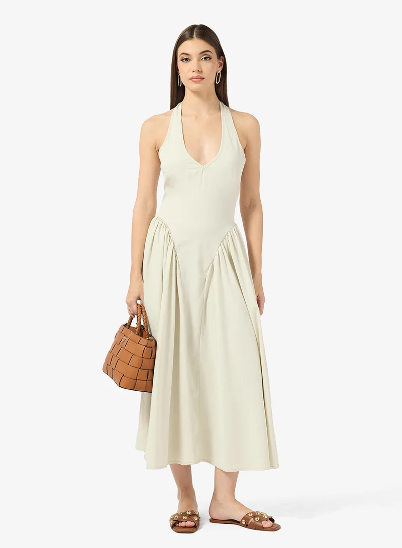 Halter Neck Princess Cut Waistline Dress