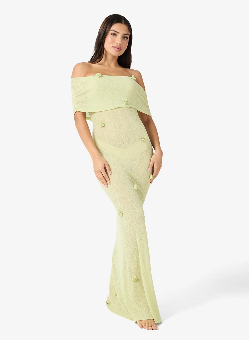 Off Shoulder Crochet Knit Beach Dress