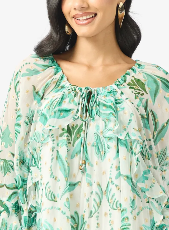 Tie Neck Puffed Sleeve Mini Dress – image 3