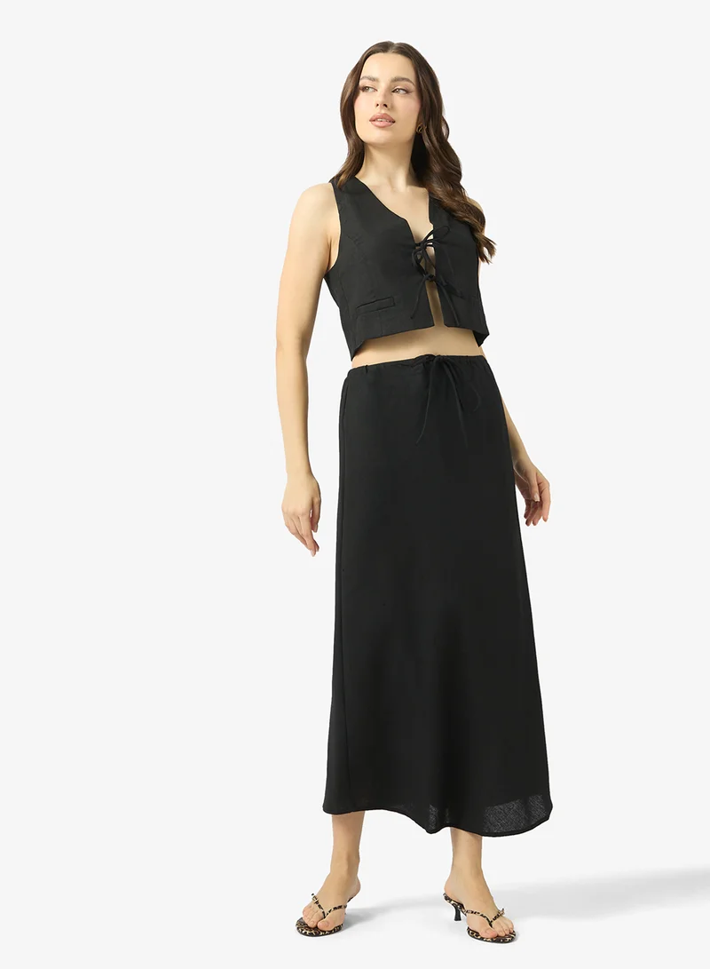 Tie Up Vest A Line Skirt Set