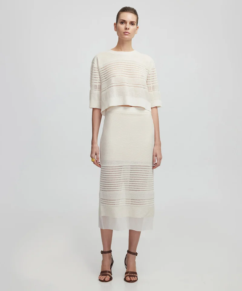 Contrast Textured Knit Skirt