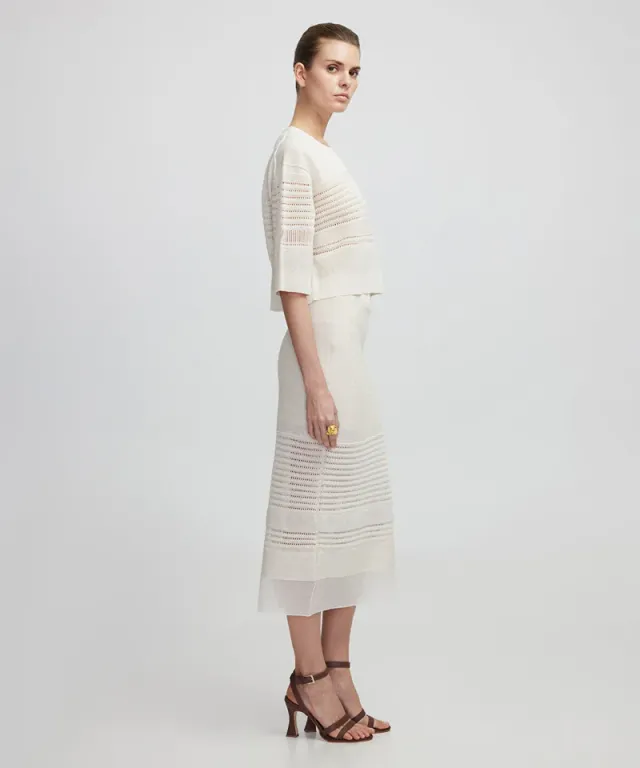 Contrast Textured Knit Skirt – image 2