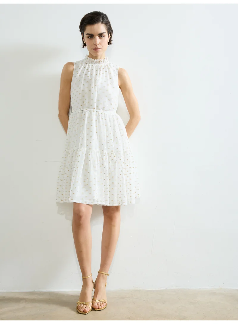 Arlo Jacquard Lurex Dot Tiered Dress