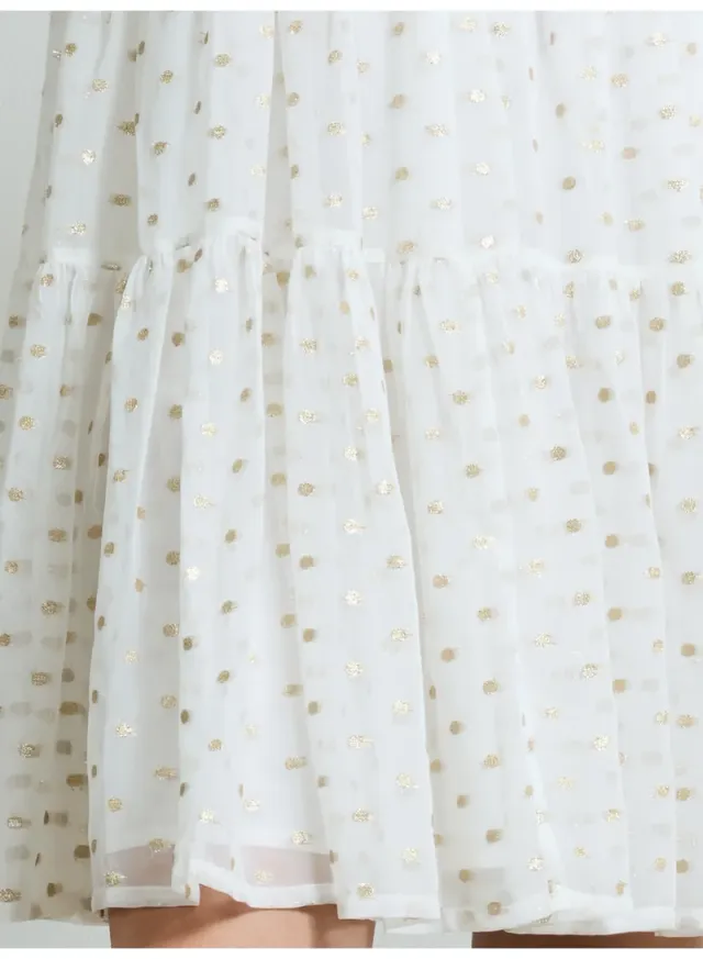 White Embellished High Neck Midi Dress – image 5